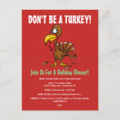 Funny Turkey Holiday Dinner Invitation Briefkaart (Voorkant)