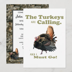 Funny Turkey Hunting Mannen Camo Birthday Invite Kaart