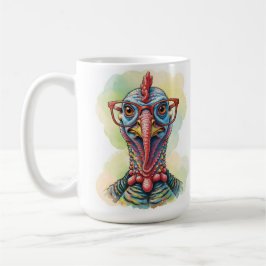 Funny Turkey in Glasses Cartoon Fun Koffiemok