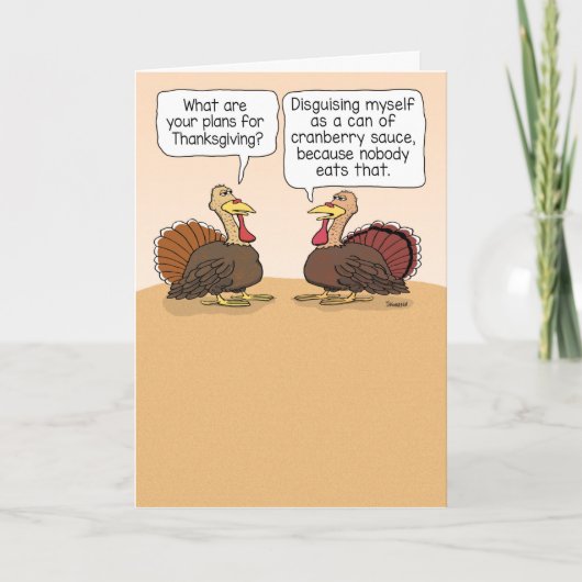 Funny Turkey maakt plannen voor Thanksgiving Kaart (Voorkant)