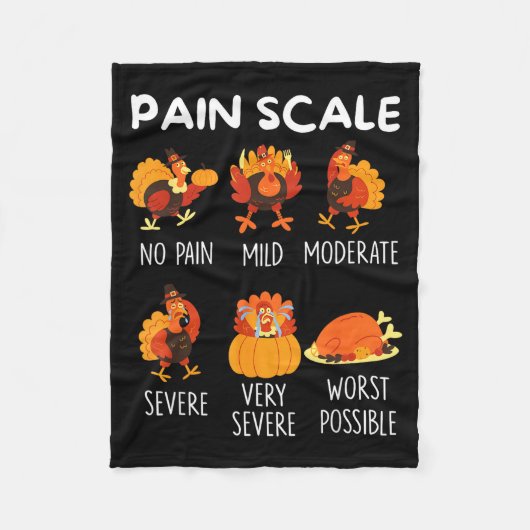 Funny Turkey Pain Scale Thanksgiving Cna Er Nurse  Fleece Deken (Voorkant)