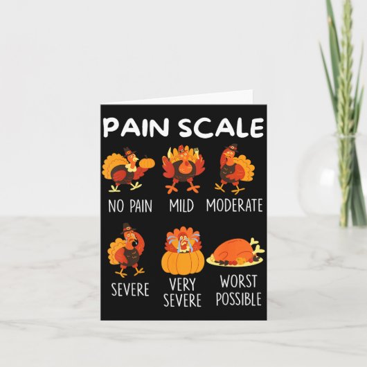 Funny Turkey Pain Scale Thanksgiving Cna Er Nurse  Kaart (Voorkant)