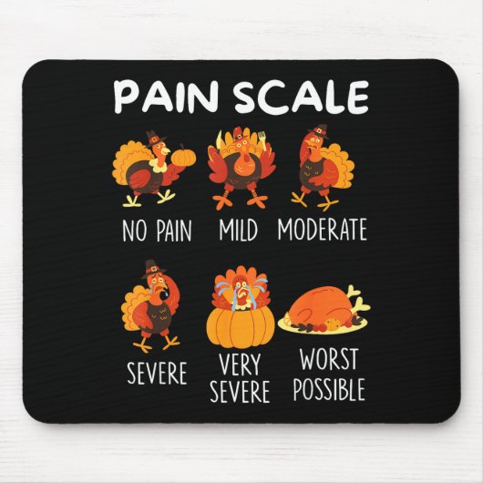 Funny Turkey Pain Scale Thanksgiving Cna Er Nurse Muismat (Voorkant)