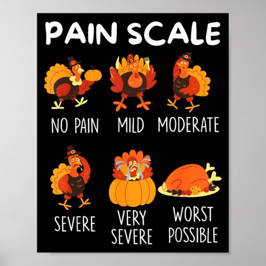 Funny Turkey Pain Scale Thanksgiving Cna Er Nurse  Poster (Voorkant)