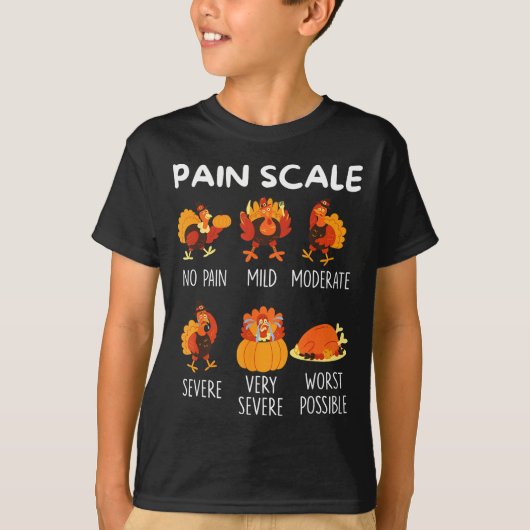 Funny Turkey Pain Scale Thanksgiving Cna Er Nurse  T-shirt (Voorkant)
