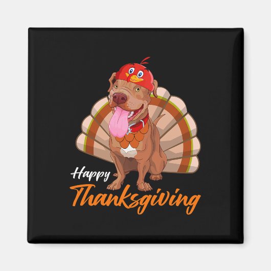 Funny Turkey Pitbull Dog Maple Leaf Herfst Vibes T Magneet (Voorkant)