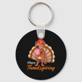 Funny Turkey Pitbull Dog Maple Leaf Herfst Vibes T Sleutelhanger (Voorkant)
