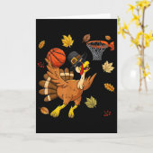 Funny Turkey Playing Bysketbyll Happy Thanksgiving Kaart (Gele Bloem)