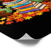 Funny Turkey Reading Book Fall Thanksgiving Teache Poster (Hoek)