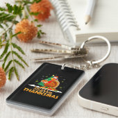 Funny Turkey Santa Merry Thanksmas Kerstmis Sleutelhanger (Voorkant Rechts)