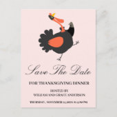 Funny Turkey Save the Date Thanksgiving Briefkaart (Voorkant)
