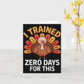 Funny Turkey Saying Thanksgiving Trot I Trained Ze Kaart (Gele Bloem)