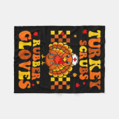 Funny Turkey Scrubs Rubber Gloves Thanksgiving Nur Fleece Deken (Voorkant (Horizontaal))