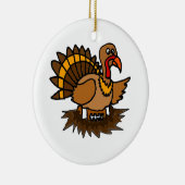 Funny Turkey Sitting on Football in Nest Keramisch Ornament (Rechts)
