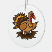 Funny Turkey Sitting on Football in Nest Keramisch Ornament (Links)