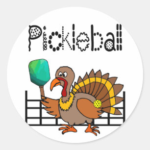 Funny Turkey Speel Pickleball Thanksgiving Ronde Sticker