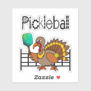 Funny Turkey Speel Pickleball Thanksgiving Sticker