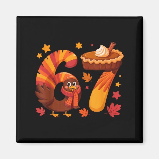 Funny Turkey Thanksgiving 67 Meme Six Seven  Magneet (Voorkant)