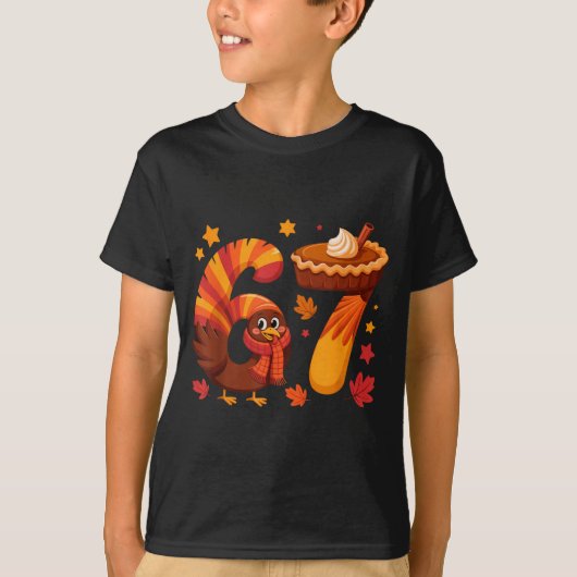 Funny Turkey Thanksgiving 67 Meme Six Seven  T-shirt (Voorkant)