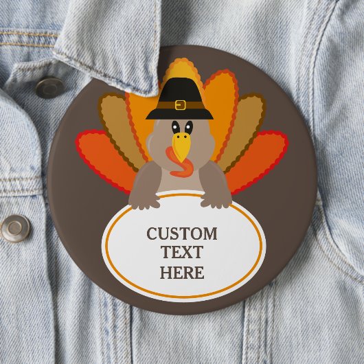 Funny turkey Thanksgiving aangepaste tekst Ronde Button 6,0 Cm (In situ)