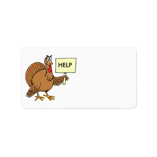 Funny Turkey Thanksgiving Adres Stickers Help (Voorkant)
