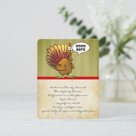 Funny Turkey Thanksgiving Dinner Kaart (Staand voorkant)