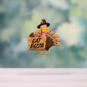 Funny Turkey Thanksgiving Eat Pizza Vegan Pilgrim Acryl Bord (Neutraal)