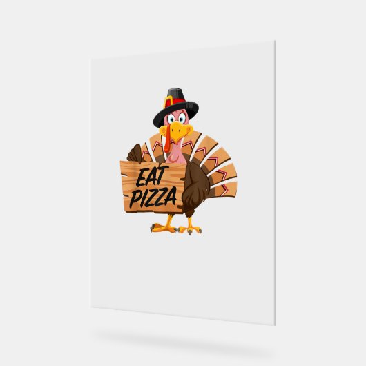 Funny Turkey Thanksgiving Eat Pizza Vegan Pilgrim Acryl Bord (Hoek)