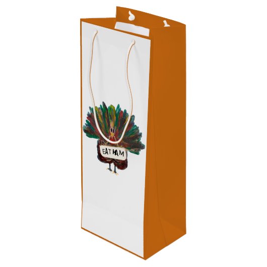Funny Turkey Thanksgiving Kerstmis tas Wine Gift Wijn Cadeautas (Achterkant Gekanteld)