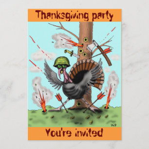 Funny turkey Thanksgiving party call card Kaart