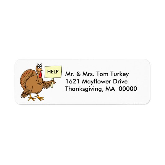Funny Turkey Thanksgiving Return Address Stickers (Voorkant)