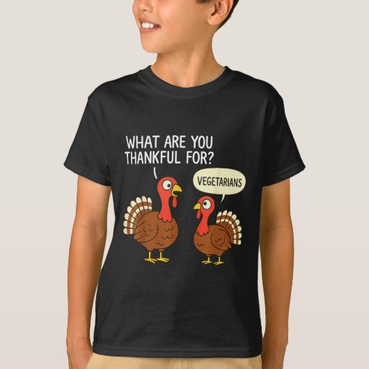 Funny Turkey Thanksgiving Thankful For Vegetarians T-shirt (Voorkant)