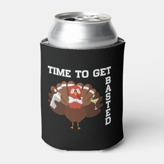 Funny Turkey Time To Get Basted Thanksgiving Blikjeskoeler (Blikje Voorkant)