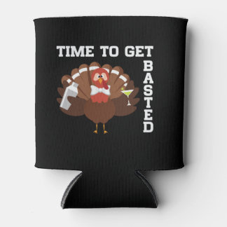Funny Turkey Time To Get Basted Thanksgiving Blikjeskoeler
