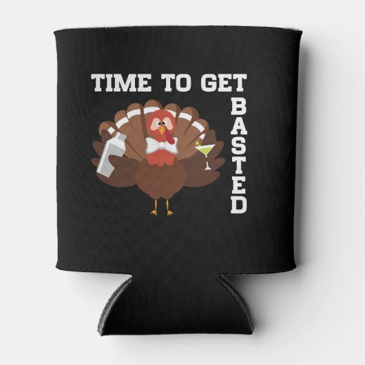 Funny Turkey Time To Get Basted Thanksgiving Blikjeskoeler (Voorkant)