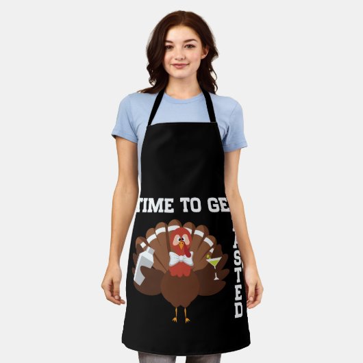 Funny Turkey Time To Get Basted Thanksgiving Schort (Gedragen)