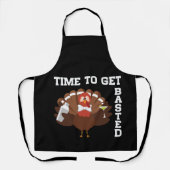 Funny Turkey Time To Get Basted Thanksgiving Schort (Voorkant)