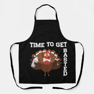 Funny Turkey Time To Get Basted Thanksgiving Schort