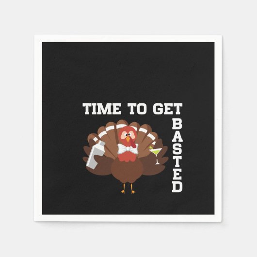 Funny Turkey Time To Get Basted Thanksgiving Servet (Voorkant)