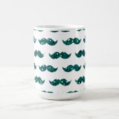 Funny Turquoise Glitter Mustache Pattern Gedrukt Koffiemok (Center)