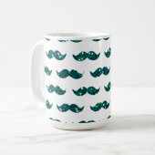 Funny Turquoise Glitter Mustache Pattern Gedrukt Koffiemok (Voorkant links)