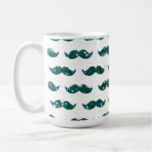 Funny Turquoise Glitter Mustache Pattern Gedrukt Koffiemok (Links)