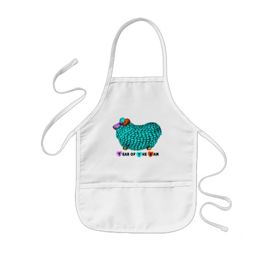 Funny Turquoise Ram Chinees Jaar Zodiac Kinder sch Schort (Voorkant)