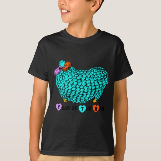 Funny Turquoise Ram Chinese nieuwjaarsdierentuin K T-shirt (Voorkant)