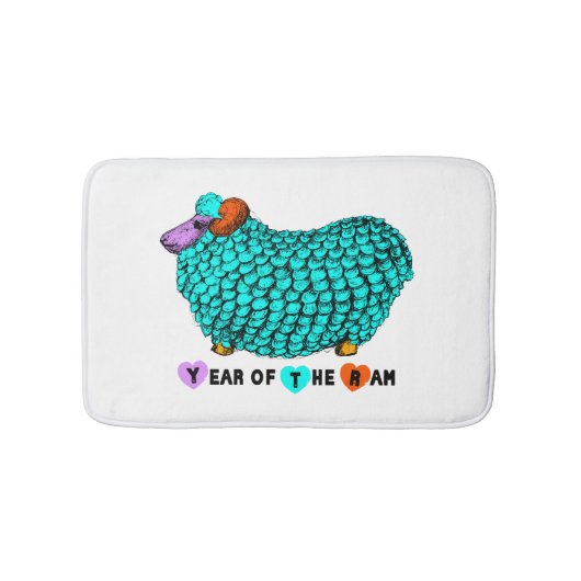 Funny Turquoise Ram Chinese Year Zodiac Bath Mat (Voorkant)