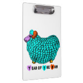 Funny Turquoise Ram Chinese Year Zodiac Clipboard Klembord (Rechts)