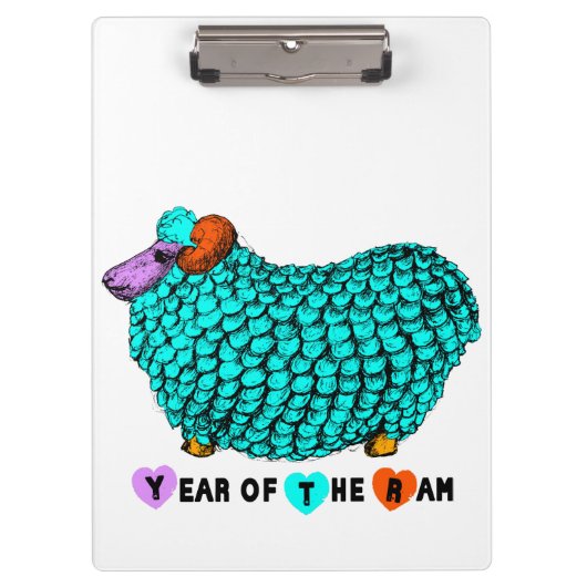 Funny Turquoise Ram Chinese Year Zodiac Clipboard Klembord (Voorkant)