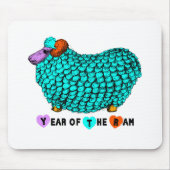 Funny Turquoise Ram Chinese Year Zodiac Mousepad Muismat (Voorkant)