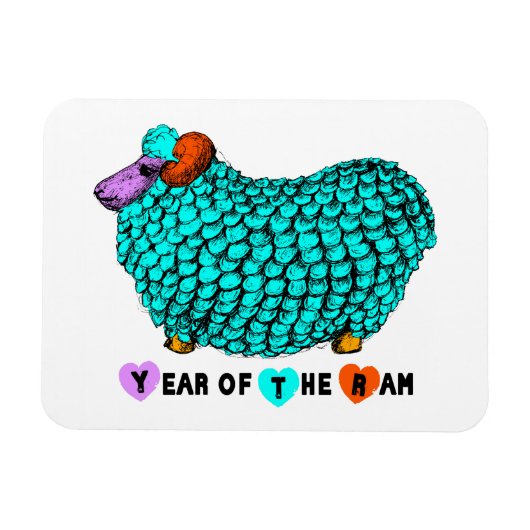 Funny Turquoise Ram Chinese Year Zodiac P Magnet Magneet (Horizontaal)