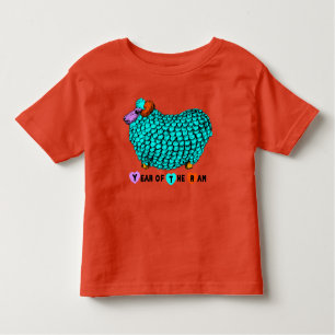 Funny Turquoise Ram Chinese Year Zodiac Toddler T Kinder Shirts